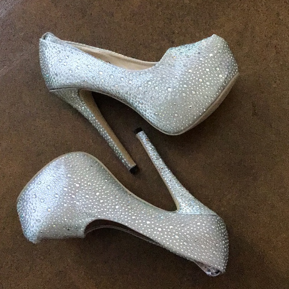 Platform Iridescent Rhinestone Heels - Picture 2 of 8